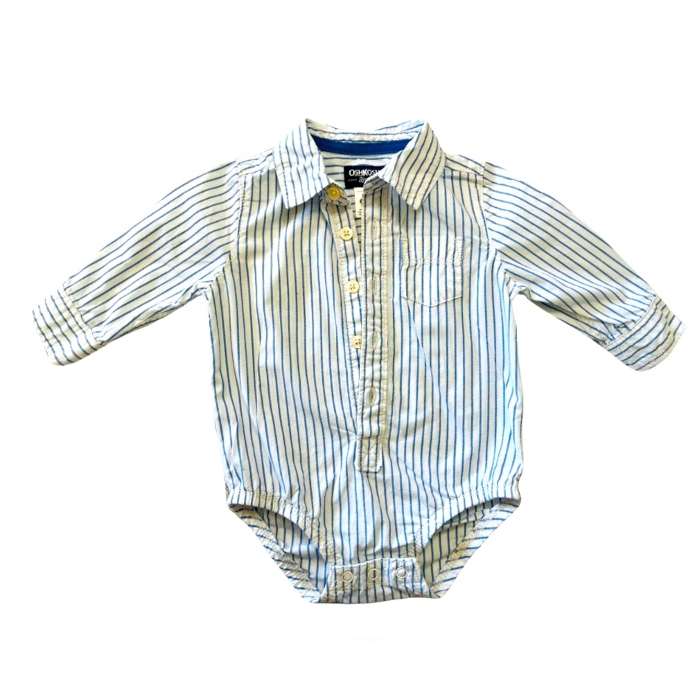 Striped button onesie